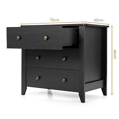 3 Chest of Drawers Sofa Side End Table Storage Dresser Nightstand Black