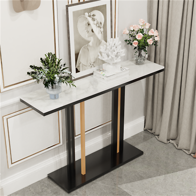 Delicate Texture Marble Console Table Narrow Long Sofa Table Hall Display Stand