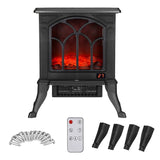 Electric Fireplace Heater Fan Stove PTC Ceramic Log Flame Effect Mantel Timer