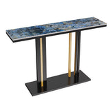 Blue Galaxy Marble Console Table Long Narrow Couch Table Hallway Display Stand