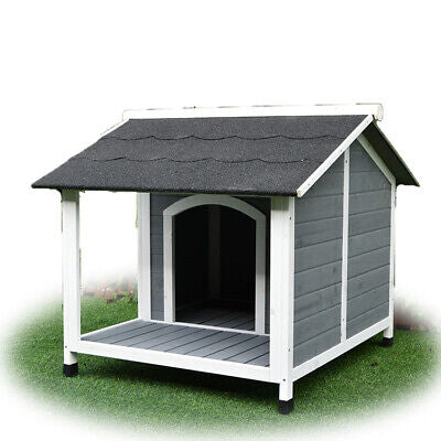 Wooden Pet Dog Kennel Timber Awning House Cabin Wood Log Box 100X91Cm