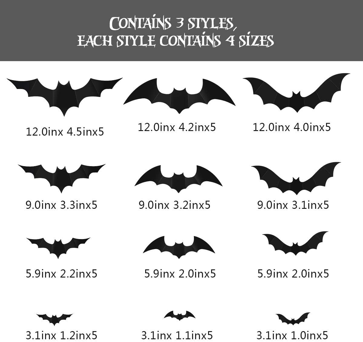 Halloween 3D Bats Decoration 60PCS