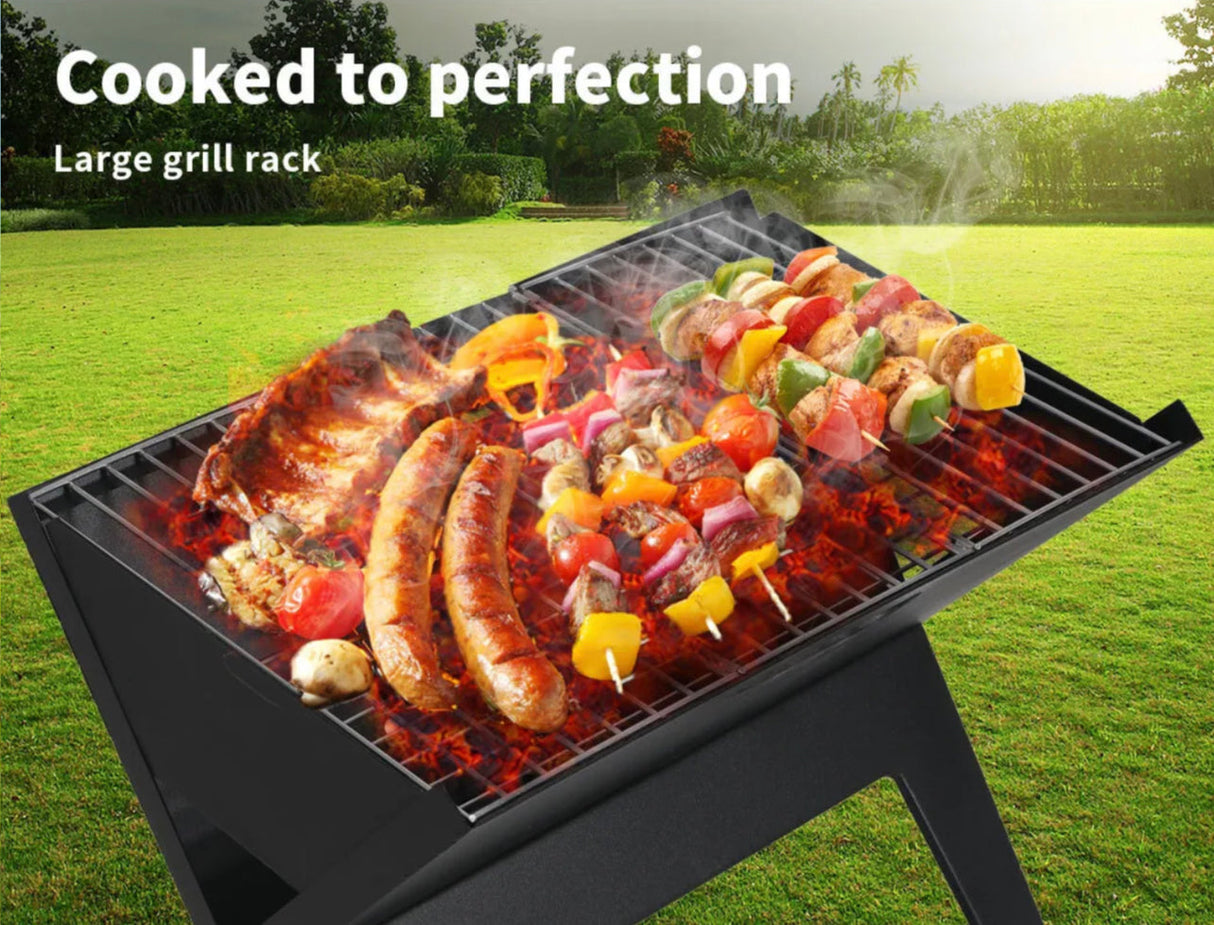 Portable Charcoal BBQ Grill Outdoor Camping Barbecue Set Picnic Foldable