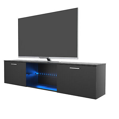 160CM TV Cabinet Stand Entertainment Unit Storage RGB LED & w/2 Drawers Black