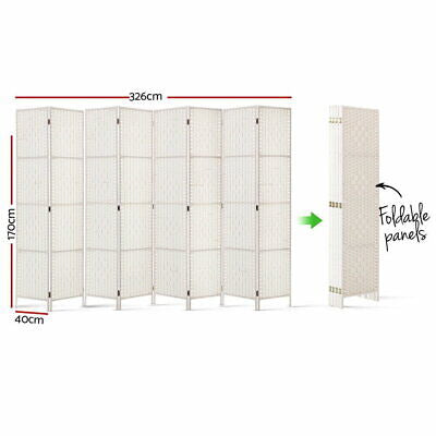 8 Panel Room Divider Screen Privacy Timber Foldable Dividers Stand White