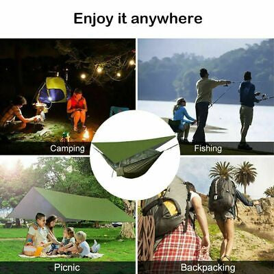 Camping Hammock with Rain Fly Tarp and Mosquito Net Tent Tree Straps, Portable