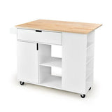 Kitchen Island Trolley Cart Drop-Leaf Top Storage Cabinet Drawer 5 Wheel