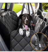 Dog Seat Cover for Car Seat Cover for Pets Waterproof Pet Seat Cover with Mesh Visual Window & Seat Belt Opening & Storage Pockets, Wear-Proof Dog Back Seat Hammock for Cars, Trucks and SUV - 147 x 137 cm (Black)