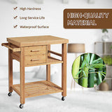 Kitchen Island Cart Bamboo Rolling Trolley Cart Drawers Shelves