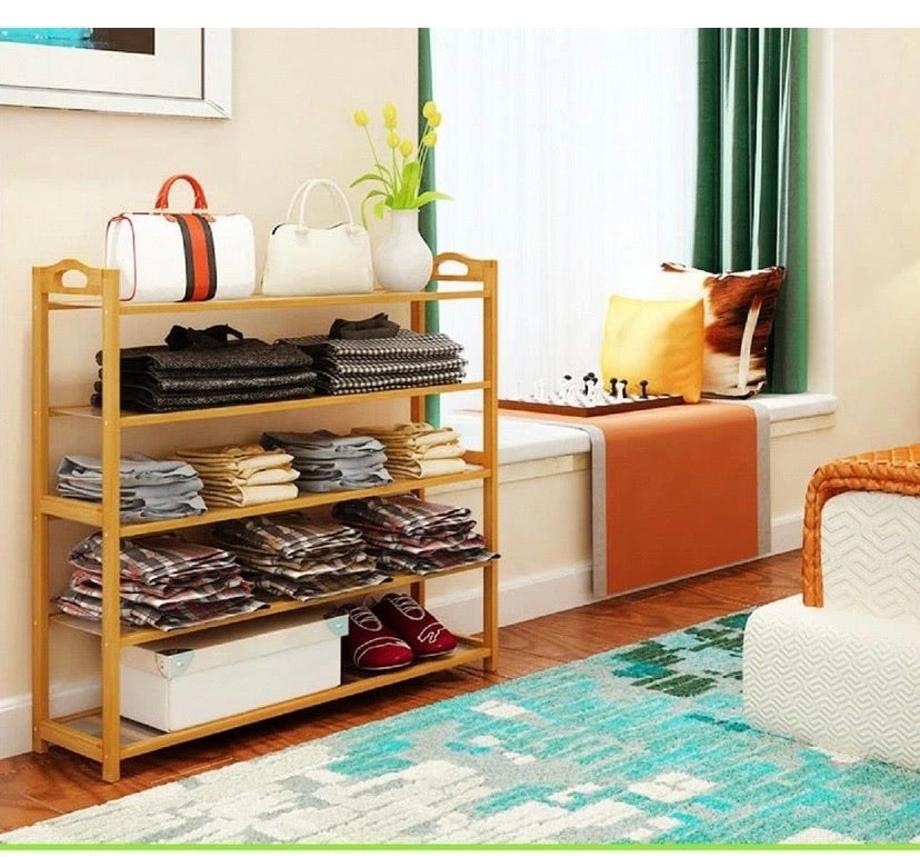 Bamboo Shoe Rack Storage Organizer