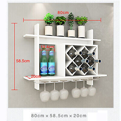 Bottle Glass Hold Wall-Mounted Wood Wine Rack Shelf Storage Bar Home Restaurant