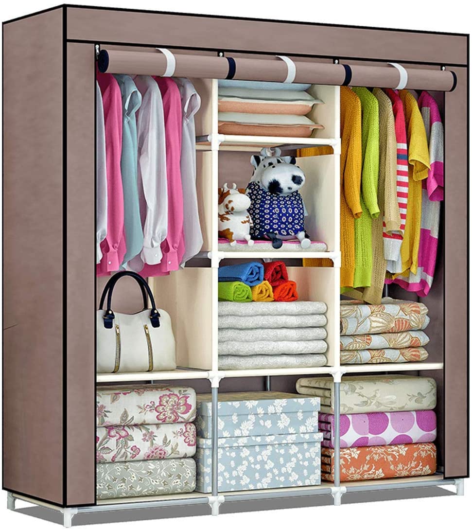 Portable Clothes Closet Canvas Wardrobe Storage Organiser Kids Rack Garment