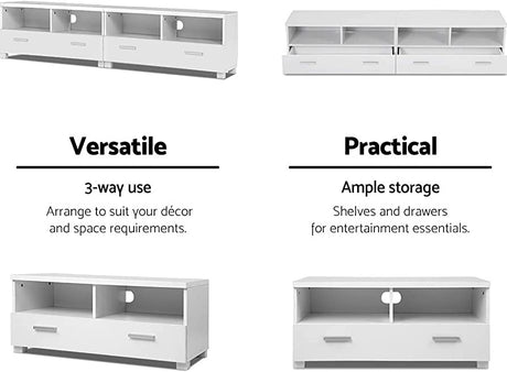 TV Unit 180cm Length Entertainment Unit Wooden TV Cabinet Detachable Console Table, White