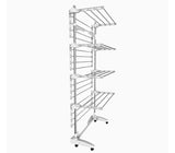 Laundry Drying Rack, Clothes Airer - Material: Stainless Steel Tubes - Maximum Load: 6.7 lbs per Support bar - 4 Shelves, White, with Wings