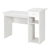 Computer Desk Study Writing Table w/ Storage Shelves Home Office White