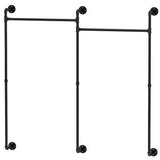 XL Industrial Wall Pipe Rack Commercial Clothes Hanging Rail Organizer 2 Way Use