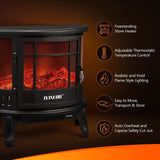 Electric Fireplace Freestanding Stove Heater LED Flame Effect 1800W