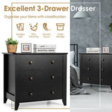 3 Chest of Drawers Sofa Side End Table Storage Dresser Nightstand Black