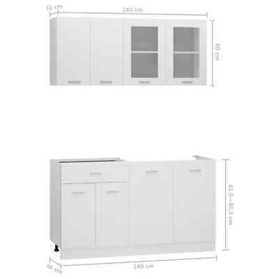 4 Piece Kitchen Cabinet Set White Engineered Wood EASY 151