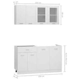 4 Piece Kitchen Cabinet Set White Engineered Wood EASY 151