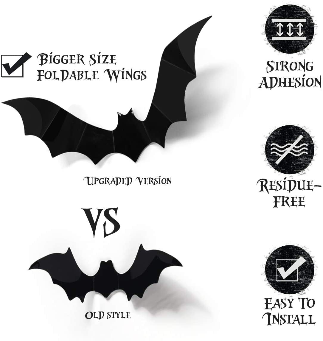 Halloween 3D Bats Decoration 60PCS