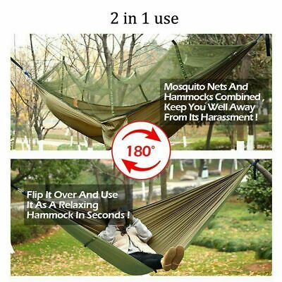 Camping Hammock with Rain Fly Tarp and Mosquito Net Tent Tree Straps, Portable