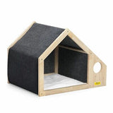 Pet Dog House Cat House Wooden Kennel Feeding Food Bowels Indoor Shelter Medium