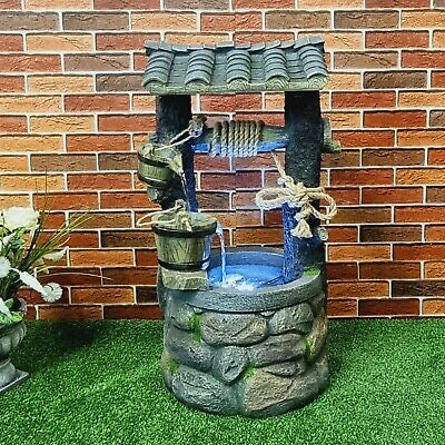 Polyresin Water Fountain, Water Feature with LED Light, Rocky Well