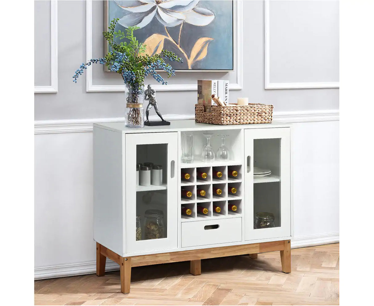 Wood Wine Storage Cabinet Sideboard Console Buffet Server w/ Wine Rack & Drawer