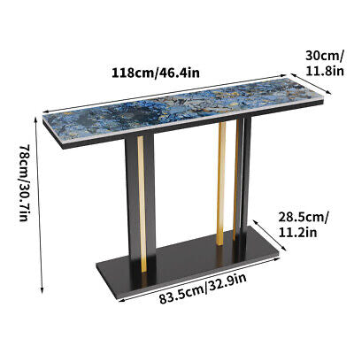 Blue Galaxy Marble Console Table Long Narrow Couch Table Hallway Display Stand