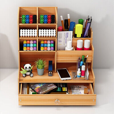 Wooden Desktop Drawers Desk Storage Pencil Holder Organizer with 13 Compartments