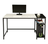 Computer Desk With 2 Tier Shelves Home Office Writing Study Table White Bl