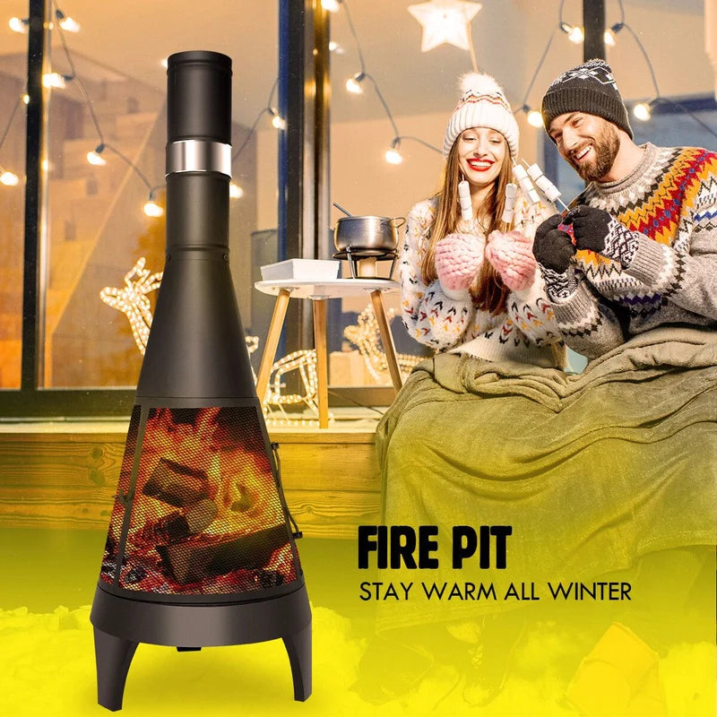 126CM Fire Pit Chiminea Chimney Fireplace Brazier Outdoor Portable Patio Heater