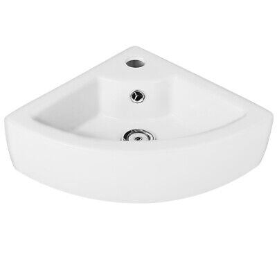 Bathroom Corner Ceramic Vessel Sink Wash Vanity Basin Bowl Counter Top White