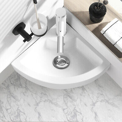 Bathroom Corner Ceramic Vessel Sink Wash Vanity Basin Bowl Counter Top White