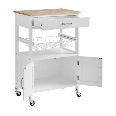 Modern Kitchen Island Storage Trolley Portable Table Workbench Cart