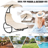 Hammock Chair Swing Lounger Chaise Outdoor Daybed w/ Pillow Canopy Stand Cushion