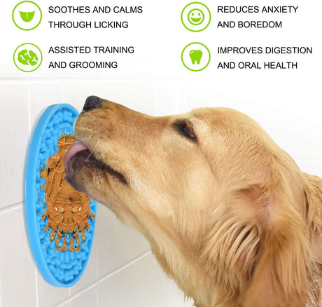 Lick Mat for Dogs 2 Packs - OAPRIRE Dog Lick Mat with Super Suction, Reduce Daily Anxiety, Slow Feeder Lick Mat Suctions to Wall for Pet Bathing, Grooming and Training - with Cleaning Brush