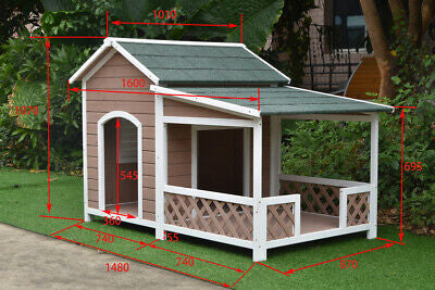 Large Wooden Pet Dog Kennel Timber House Wood Cabin Outdoor Patio Deck