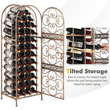 45-Bottle Wine Rack Arched Wine Storage Display Shelf Holder Golden Steel