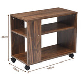 Beside Table Rolling Sofa Side End Table Nightstand Industrial w/ Wheels