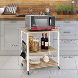 3-Tier Kitchen Rolling Shelf Trolley Mobile Storage Cart Printer Stand