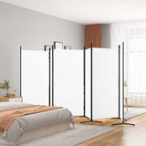 6-Panel Room Divider Living Room Bedroom Partition Privacy Protection Screen Room Separator Folding Dressing Wall White Fabric