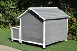 Large Dog House Kennel Pet Timber Wooden Stainless Steel Bowls Storage 