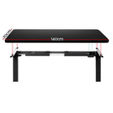 Electric Standing Desk Motorised Sit Stand Computer Table Black 140cm