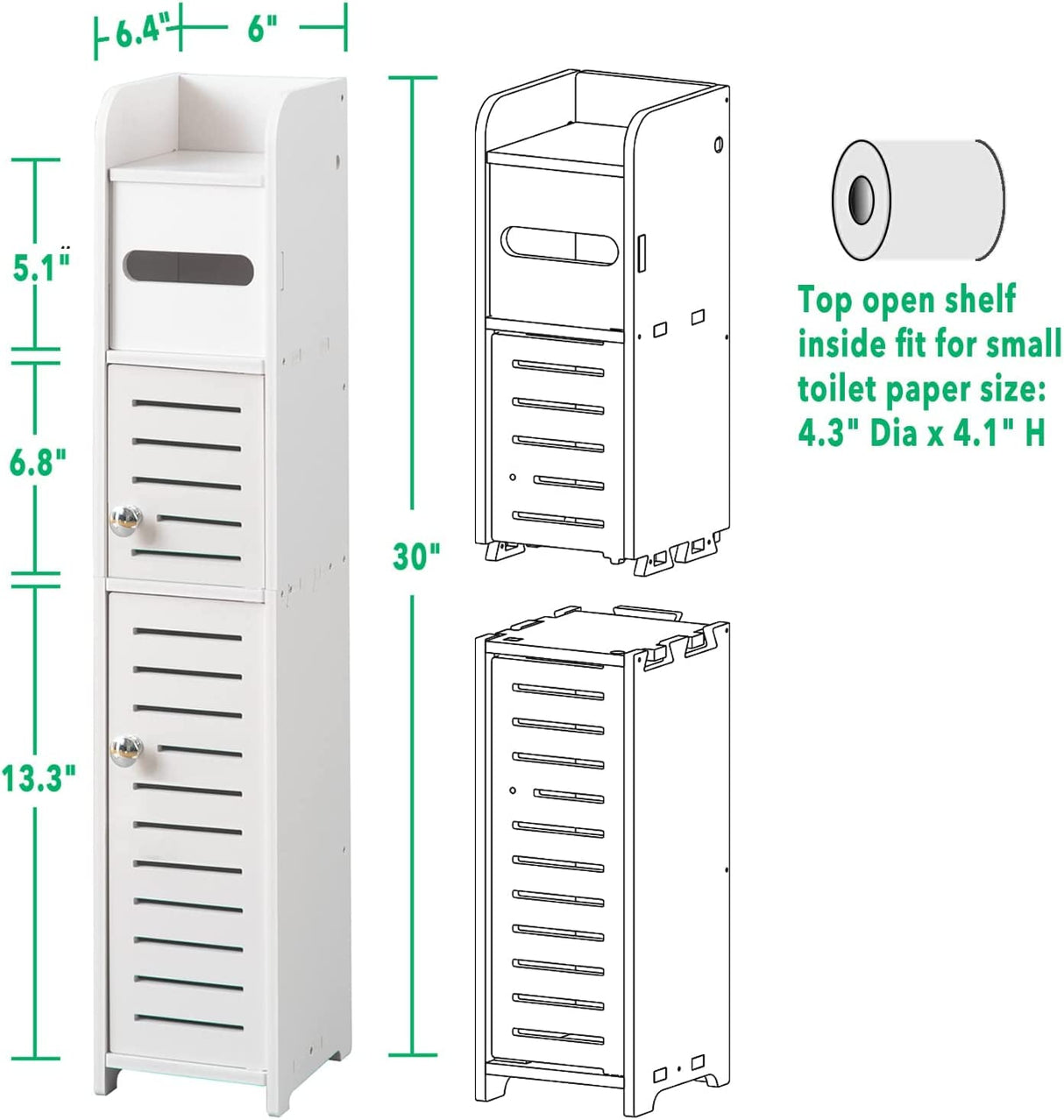 Toilet Paper Stand,Toilet Paper Holder Stand Behind Toilet Storage for Restroom Cabinet,Bathroom Storage Cabinet with Toilet Paper Holder Insert,Bathroom Stand for Small Space