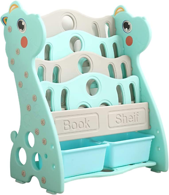 Kids Bookshelf Bookcase Magazine Rack Organiser Shelf Children Green