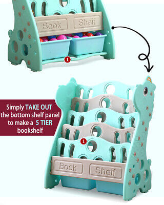 Kids Bookshelf Bookcase Magazine Rack Organiser Shelf Children Green