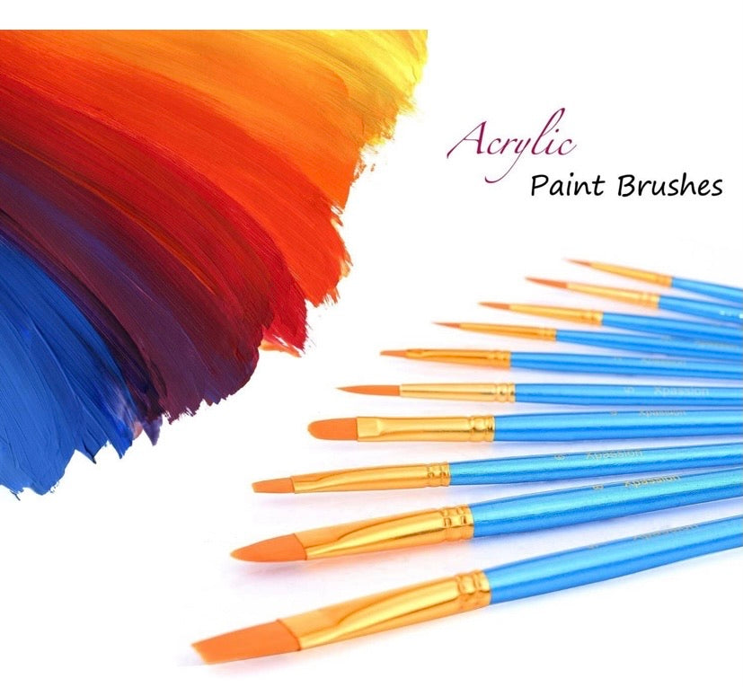 10 Pieces Paint Brush Set Professional Paint Brushes Artist for Watercolour Oil Acrylic Painting (1-Pack)