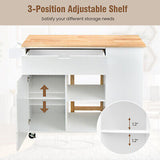 Kitchen Island Trolley Cart Drop-Leaf Top Storage Cabinet Drawer 5 Wheel